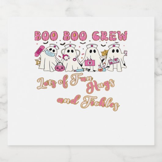 Paediatric Nurse Fun Halloween Ontwerp Essentieel Sparkling Wijnetiket (Enkel label)