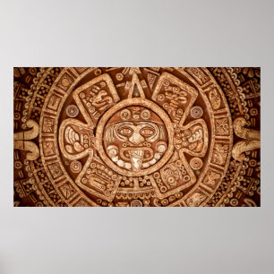 Pagaanversiering van de textuur van de stam Maya Poster