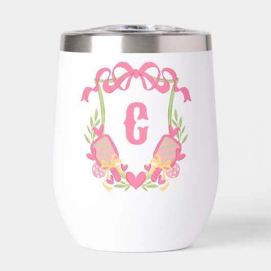 Pagaie rose et vert Pickleball Monogram Crest (Avant)