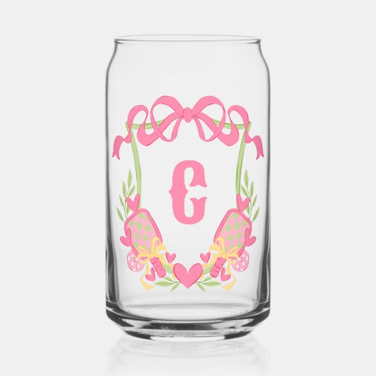 Pagaie rose et vert Pickleball Monogram Crest (Recto)