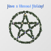 Pagan Blessed Holiday Yule Wreath Pentacle Raamsticker (Vel)