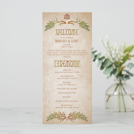 Pagan Celtic Antlers Programme de mariage (Debout devant)