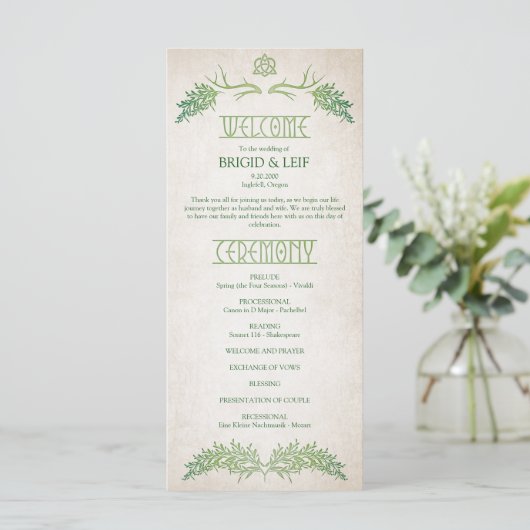 Pagan Celtic Antlers Programme de mariage (Debout devant)