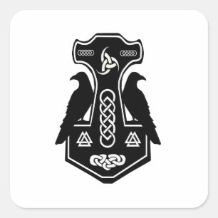 Pagan Celtic Norse Thor's Hammer Vierkante Sticker