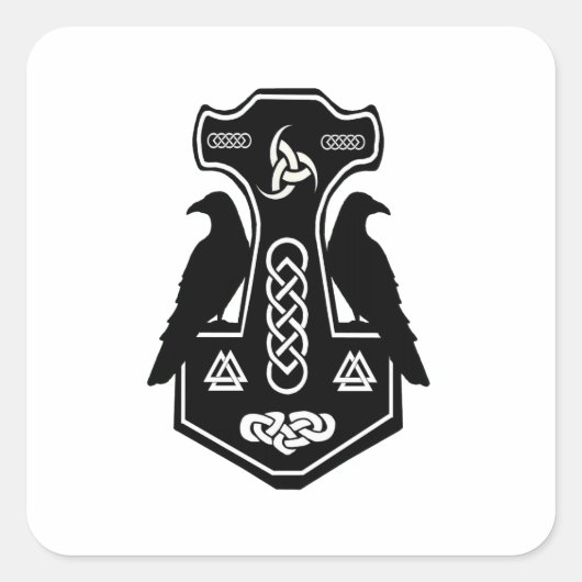 Pagan Celtic Norse Thor's Hammer Vierkante Sticker (Voorkant)