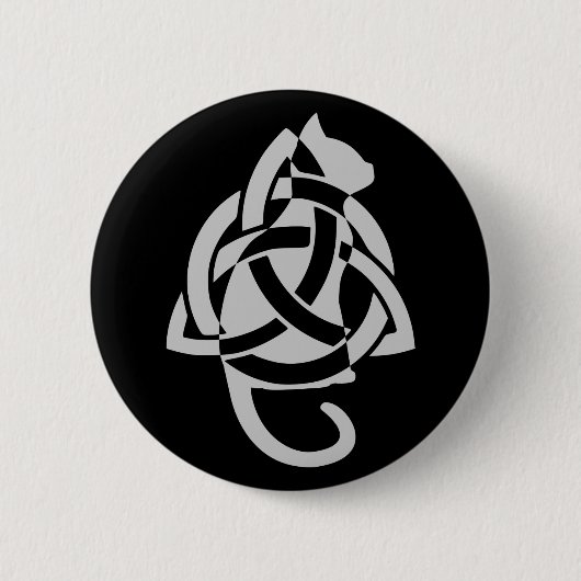 Pagan Celtic Triquetra Cat Silhouette Ronde Button 5,7 Cm (Voorkant)