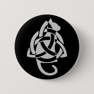 Pagan Celtic Triquetra Cat Silhouette Ronde Button 5,7 Cm