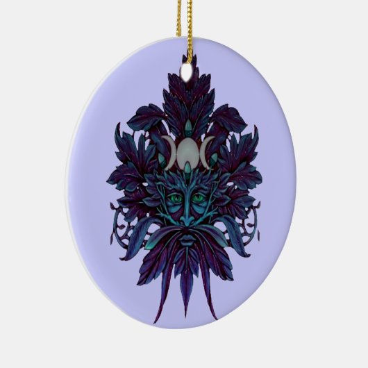 Pagan Green Man Triple Moon Wiccan God Keramisch Ornament (Rechts)