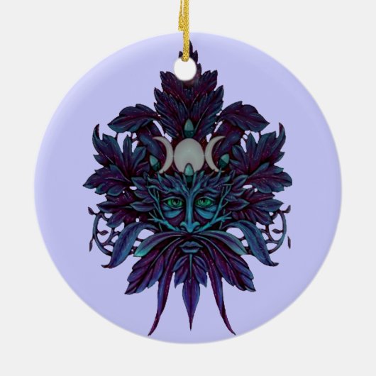 Pagan Green Man Triple Moon Wiccan God Keramisch Ornament (Achterkant)