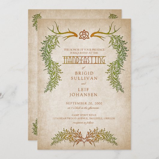 Pagan Handfasting Wedding Kaart (Voorkant / Achterkant)