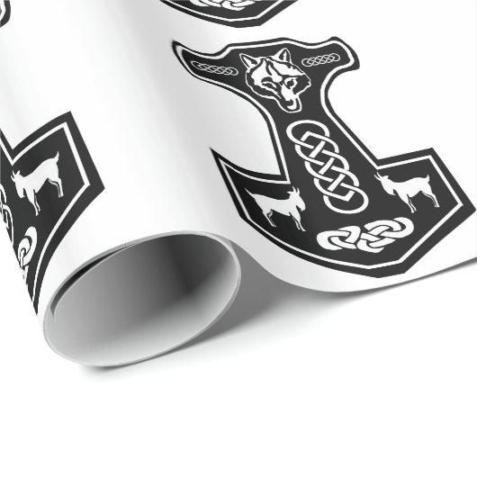 Pagan Thor's Hammer met Wolf en Goats Cadeaupapier (Rol Hoek)