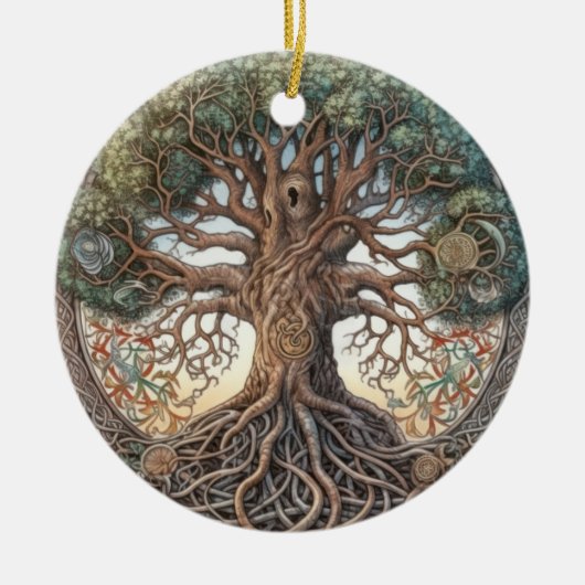 Pagan Tree of Life Keramisch Ornament (Voorkant)