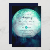 Pagan Turquoise Lune Gothique Mariage Invitation (Devant / Derrière)