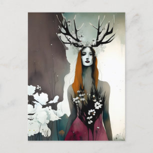 Pagan Vrouw Elen van de Wegen Bloemen Briefkaart