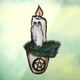 Pagan Yule Kaars wicca w Raamsticker