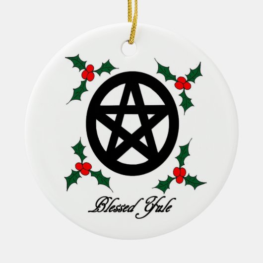 Pagan Yule Ornament met Pentacle en Mistletoe (Voorkant)