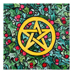 Pagan Yule Pentagram Foto Afdruk