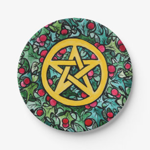 Pagan Yule Pentagram Papieren Bordje