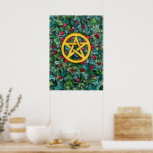 Pagan Yule Pentagram Poster (Keuken)