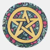 Pagan Yule Pentagram Ronde Sticker (Voorkant)
