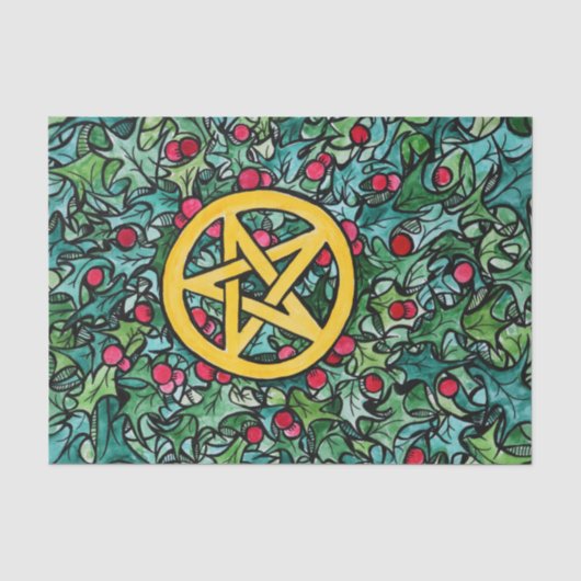 Pagan Yule Pentagram Tissuepapier (Voorkant)