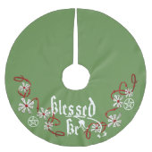 Pagan Yule Tree Skirt, Pentacle Tree Skirt, heks Kerstboom Rok (Voorkant)