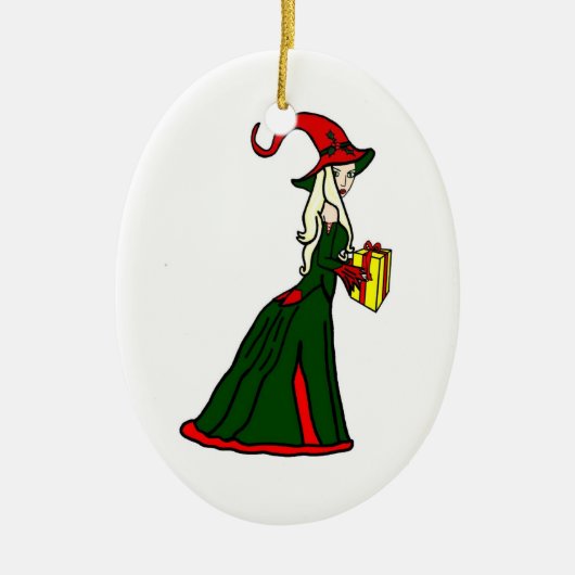 Pagan Yule Witch Keramisch Ornament (Voorkant)