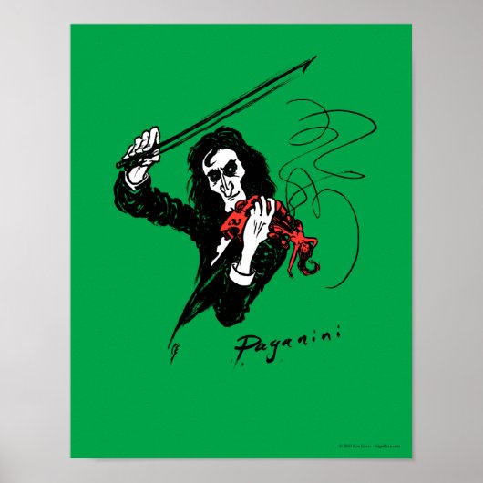 Paganini met violine poster 11"x14" (Voorkant)