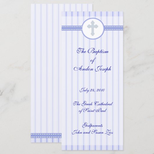 Page 1/5 Programme de baptême des églises orthodox (Devant / Derrière)