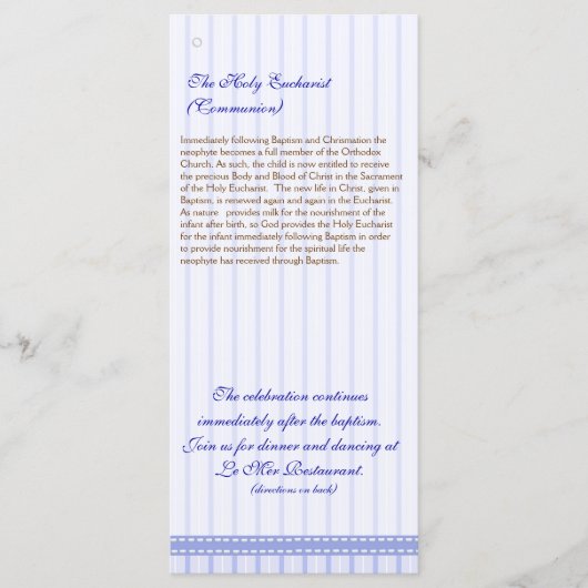 Page 5/5 Programme de baptême des églises orthodox (Devant)