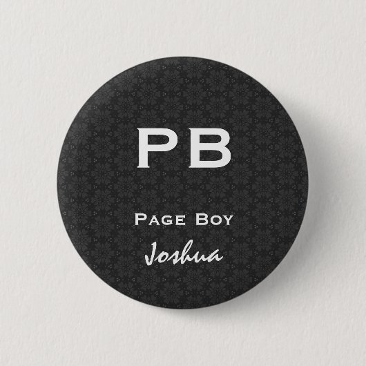 Page Boy Black White Wedding V11 Ronde Button 5,7 Cm (Voorkant)