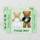 Page Boy - Nounours Apple Green Wedding Invitation (Devant / Derrière)