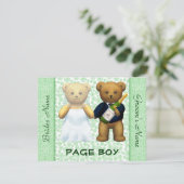 Page Boy - Teddy Bears Apple Green Wedding Invite Kaart (Staand voorkant)