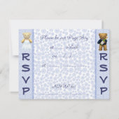 Page Boy - Teddy Bears Blue Wedding Invite Kaart (Achterkant)