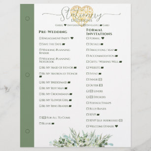 Page Classeur de la décision de papeterie wedding 