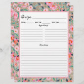 Page Classeur de la recette de Burlap rose rustiqu (Devant / Derrière)