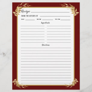 Page Classeur de la recette du feuillage d'or de B