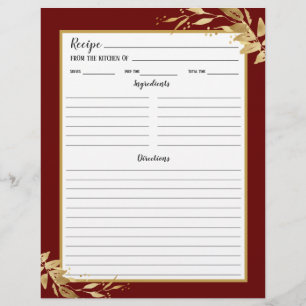 Page Classeur de la recette du feuillage d'or de B