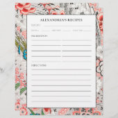 Page Classeur de recette | Élégante floraison flor (Devant / Derrière)