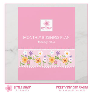 Page Classeur d'entreprise rose Floral Mois Divide