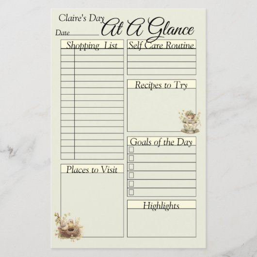 Page Classeur quotidien des oiseaux et des papillo (Devant)