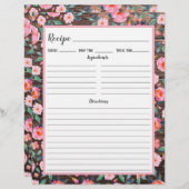 Page Classeur Rustique Rose Floral Dark Wood Recet (Devant / Derrière)