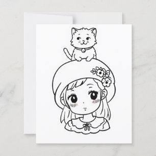 Page Color Me pour enfants Anime kitten