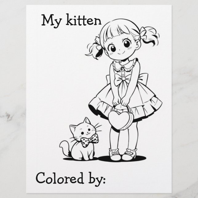 Page Color Me pour enfants | Anime My kitten (Devant)