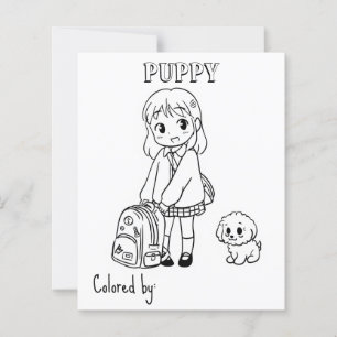 Page Color Me pour enfants Chiot d'Anime