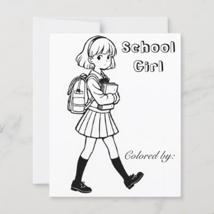 Page Color Me pour enfants École Anime fille