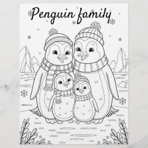 Page Color Me pour enfants Famille Anime Penguin