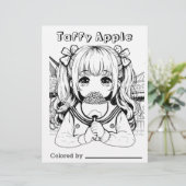 Page Color Me pour enfants | Taffy Apple Anime Gir (Debout devant)