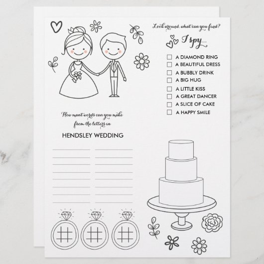 Page Coloration et activité mariage (Devant / Derrière)