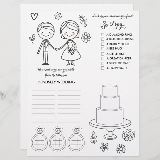 Page Coloration et activité mariage (Devant / Derrière)